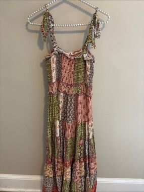 Abel the label size small Boho Patchwork Tie-Strap Maxi Dress